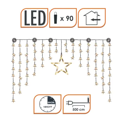 Produktbild von LED Sternenvorhang 140x95 cm, 90 LEDs warmweiß, Spetebo Deko Vorhang