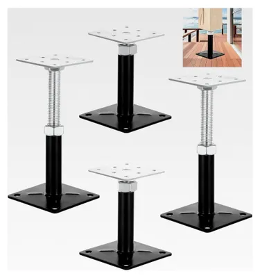 Produktbild von 4 Stück Pfostenträger 100 x 100 mm | höhenverstellbar | 130-200 mm | verzinkt zum Schrauben | Stützfuß | Betonbodenfuß