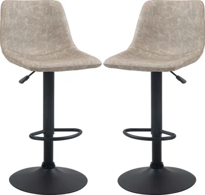 Produktbild von Barhocker im 2er-Set, Retro-Design, höhenverstellbar, drehbar, Kunstleder, 42 x 48 x 91-112 cm, Beige