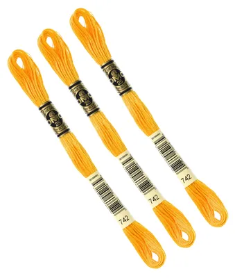 Stickgarn Mouliné 3er-Pack Orange 117 m 100% Baumwolle