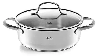 Immagine prodotto di Fissler San Francisco / Teglia in acciaio inox (2,1 L - Ø 20 cm) con coperchio in vetro, bordo versatore, a risparmio energetico - anche a induzione