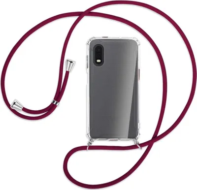 Produktbild von Handykette Backcover-Schutzhülle mit Band (Metall silberfarben) für Samsung Galaxy Xcover Pro - dunkelrot