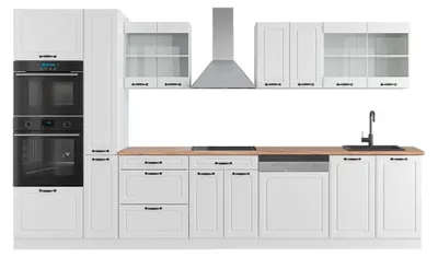 Obrázek produktu pro Kuchyňská linka Vicco R-Line Bílý venkovský dům/bílá 350 cm s vysokou skříní, PD Dub, Model 42772