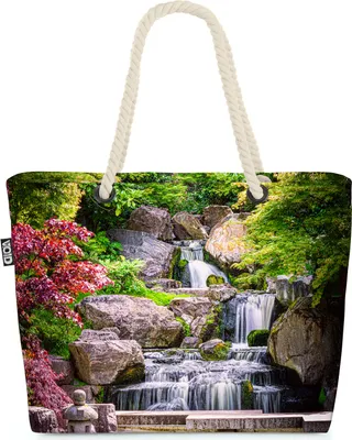 Produktbild von VOID Zen Garten Wasserfall Japan Strandtasche Shopper 58x38x16cm 23L XXL Einkaufstasche Tasche Reisetasche Beach Bag
