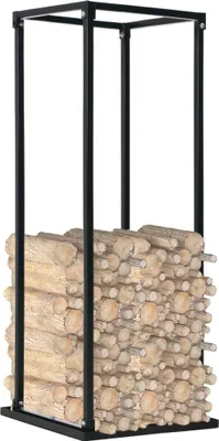 Obrázek produktu pro vidaXL Stojan na palivové dřevo s policí černý 37 x 37 x 113 cm Ocel