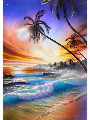 Productafbeelding van 5D Diamond Painting Set Strand en Zonsondergang 30x40 cm