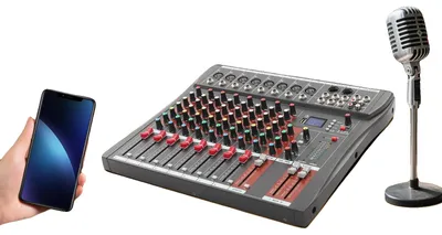 Zdjęcie produktu dla Mikser audio, 8 kanałów, zasilanie fantomowe 48 V, łączność Bluetooth, maksymalny poziom wyjściowy +26 dBu, pasmo przenoszenia od 20 Hz do 30 kHz