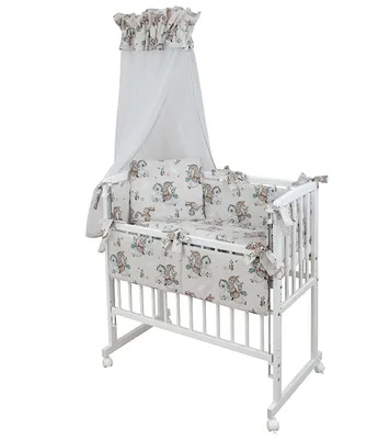 Produktbild von Baby-Delux Beistellbett Babybett 90x40 weiß inkl. Matratze, Bettwäsche Set komplett Pony