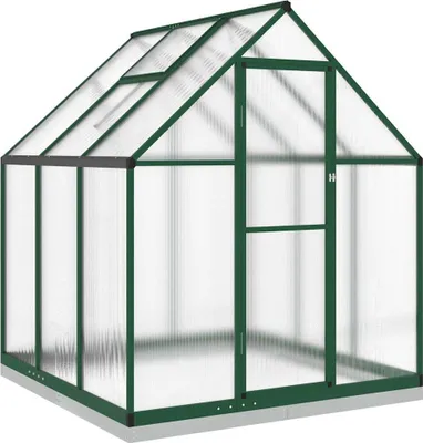 Zdjęcie produktu dla vidaXL Szklarnia z ramą fundamentową Zielona 169x169x202 cm Aluminimum