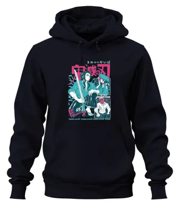 Immagine prodotto di Demon Slayer Kimetsu no Yaiba Schwert Samurai Anime Japan Y2K Streetwear Maske Unisex Felpa con cappuccio Kapuzenpullover, Navy, XXL