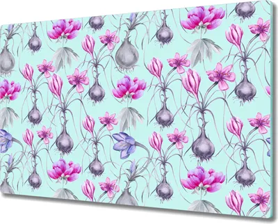 Produktbild von Herd-Abdeckplatte Glas Schneidebrett Ceranfeld-Abdeckung - 80x52 cm - Krokusblüten rosa