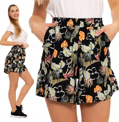 Produktbild von Modische Women's SHORT SHORTS MORAJ Radiergummi-Bund mit Blumen - XXL