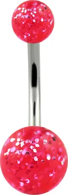 Produktbild von Bauchnabelpiercing 316L Edelstahl Acryl Glitzer Glitter Banane Belly Banana 10 mm