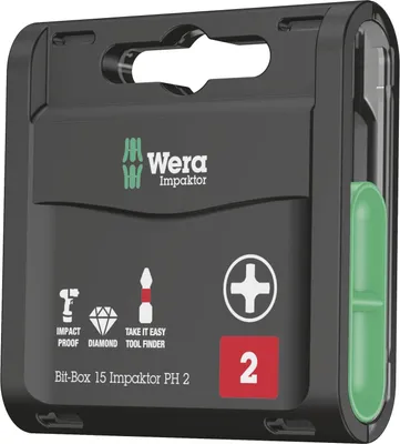 Produktbild von Bitgroßpackung IMPAKTOR Diamond 1/4 Zoll PH 2 L.25mm Form D 6,3 15 Bits/Ku.-Box