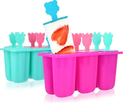 Produktbild von com-four® 2x Eisformer für Wassereis am Stiel - Stieleis-Form für selbstgemachtes Eis - wiederverwendbare Eisformen für 12 Portionen [Farbauswahl variiert]