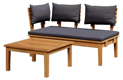 Produktbild von 2-teiliges Gartenbank-Set aus massivem Teakholz