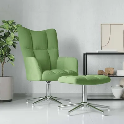 Produktbild von Design Relaxsessel mit Hocker Hellgrün Samt - Sessel 1parcel 2025Neu51936