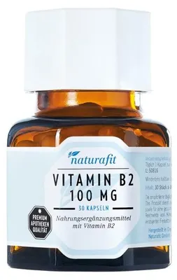 Zdjęcie produktu dla naturafit Witamina B2 100 mg w kapsułkach, 30 kapsułek