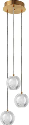Produktbild von Goldene LED Pendelleuchte mit Acrylkugeln, 11W