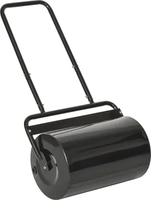 Productafbeelding van Gazonwals met U-handvat, tuinvals, diameter 32 cm, inhoud 38 liter water / 62 kg zand, metaal, zwart, afmetingen 57 x 32,5 x 107 cm