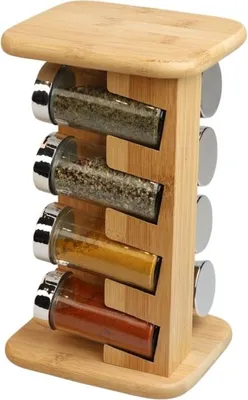 Produktbild von MOON KITCHEN HOME Gewürzkarussell - Orbit, aus  Bambus/Holz, Glas, mit 8 befüllbaren Gewürzgläsern, 360° drehbares Gewürzregal