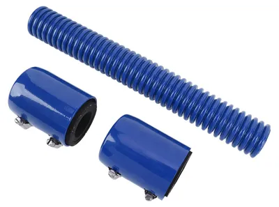 Obrázok produktu pre Súprava chladiacich hadíc 12 palcov, modrá – ohybná chladiaca hadica z nehrdzavejúcej ocele s uzáverom pre prípojky 1 1/4", 1 1/2" a 1 3/4"