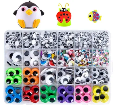 Obrázek produktu pro Velké Wackelaugen - 1700 kusů - Samolepicí - DIY Řemesla - Výroba panenek - Scrapbooking příslušenství - Různé velikosti - Plyšové oči