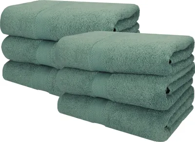 Produktbild von Betz 6 Stück Saunatücher 70 x 200 cm PREMIUM 100% Baumwolle Badetuch Liegetuch Strandtuch   Farbe: tannengrün