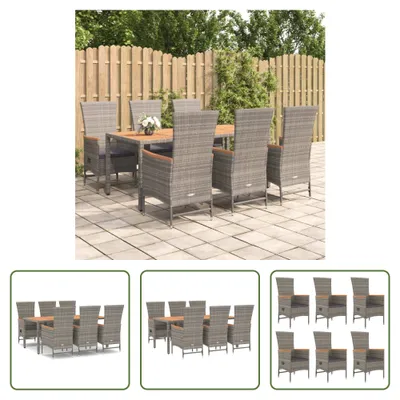 Produktbild von The Living Store 7-tlg. Garten-Essgruppe mit Kissen Grau Poly Rattan