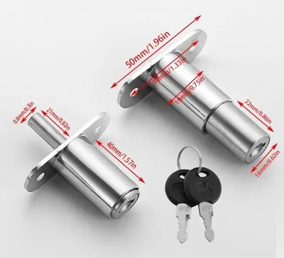 Produktbild von Famanu Schiebetürschloss 40 mm - Möbelverschluss für Vitrinen und Schränke - 2 Stück