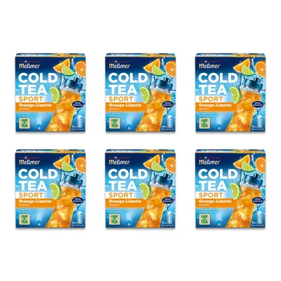 Produktbild von Meßmer Cold Tea Sport Orange-Limette | Vorteilspack 6 x 14 Pyramidenbeutel | Früchtetee | Kaltaufguss mit Koffein | ohne Zuckerzusatz | Vorteilspack
