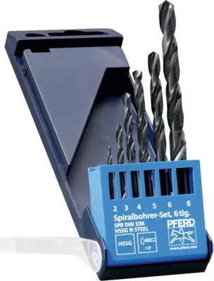 Image de PFERD TOOLS Jeu de forets hélicoïdaux 6 pièces INOX HSSE N DIN 338 pour matériaux durs et tenaces