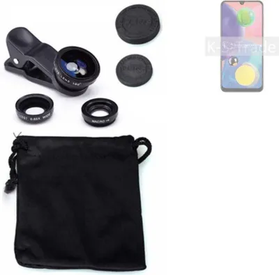 Produktbild von K-S-Trade Smartphone Kamera Linsen Set Kompatibel mit Samsung Galaxy A70s 3in1 Clip-On Kamera Adapter Macro Weitwinkel FishEye Fischauge Objektiv