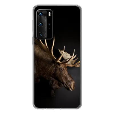 Produktbild von MuchoWow® Handyhülle Schutzhülle Hülle für Huawei P40 Pro Elch - Geweih - Porträt Silikon Softcase Handy Hülle - Schutz