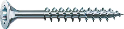 A single silver screw is shown against a white background.