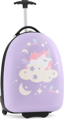 Produktbild von 16” Kinderkoffer, Kindergepäck mitRollen, Handgepäck zum Reisen, Kindertrolley für Mädchen & Jungen, Hartschalenkoffer (Lila, 16 Zoll)
