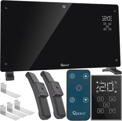 Imagen del producto de GEKO, convector de vidrio de 2500 W con pantalla LCD, Wi-Fi y control remoto - Modelo G80447