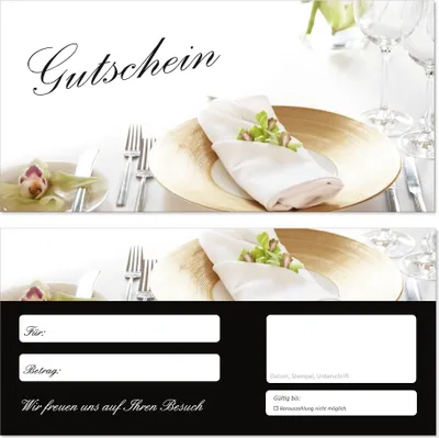 Produktbild von 200 Stück Geschenkgutscheine (Tischgedeck-685) Gutscheine Gutscheinkarten für Gastronomie Bereiche wie Restaurant Gaststätte Lieferdienst