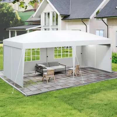 Produktbild von JOIEYOU Pavillon 3x6m Faltpavillon mit Seitenteilen, Fenstern & Tragetasche Faltzelt Polyester UV Schutz Faltbar Partyzelt Wasserdicht Windschutz Gartenpavillon Zelt Outdoor (Weiß)