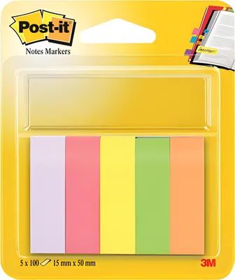 Immagine prodotto di Post-it® 670-5 Segnapagina Neon - 15 x 50 mm, 5x 100 strisce
