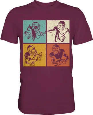 Produktbild von Retro American Football T-Shirt – Burgundy / XL