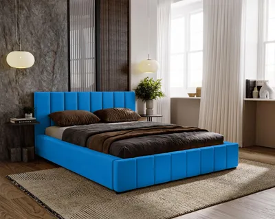 Produktbild von Polsterbett 200x200 für das Schlafzimmer DIANA mit Stauraum und Lattenrost, Kopfteil und gepolsterter Korpus,  blau ( Magic Velvet 2226 )