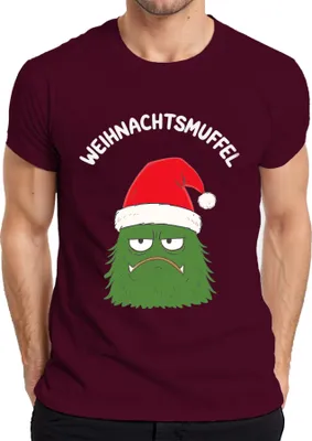 Produktbild von WEIHNACHTSMUFFEL Weihnachtsmonster Nikolausmütze sarkastisch Herren T-Shirt, Burgundy, M