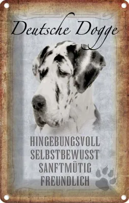 Produktbild von vianmo Blechschild 30x20 cm Deutsche Dogge Hund Tier Haustier