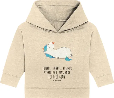 Produktbild von Mr. & Mrs. Panda Organic Baby Hoodie Einhorn Schnuller 12. - 18. Monat - Natural Raw - Geschenk, Geburtstag, Kapuzenshirt, Kapuzensweatshirt, Unicorn, Säugling, Einhörner