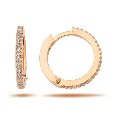 Produktbild von Creolen Diamanten Brillant-Schliff Ohrringe 14 Karat Rotgold