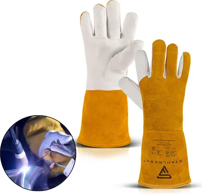 Produktbild von STAHLWERK Schweißerhandschuhe Arbeitshandschuhe Echtleder hitzebeständig