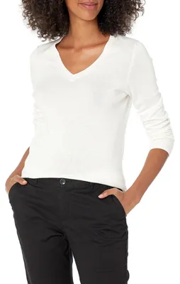 Produktbild von A. Essentials Damen Leichter Langarm-Pullover Mit V-Ausschnitt, Ivory, M