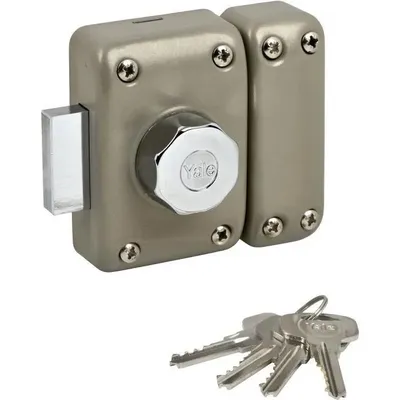 Imagen del producto de Cerradura de doble cilindro YALE YV25DE-45 – 5 pines – 4 llaves – Beige