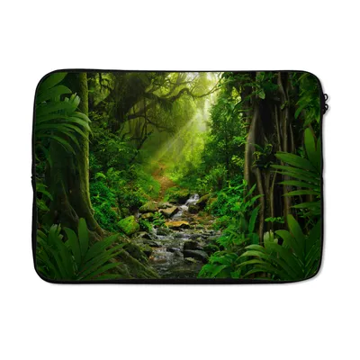 Produktbild von MuchoWow® Laptop Hülle 14 ZollDschungel - Wasser - Laub - Sonne - Natur Laptoptasche - Laptoptasche - Stoßsicher - Schutzhaube